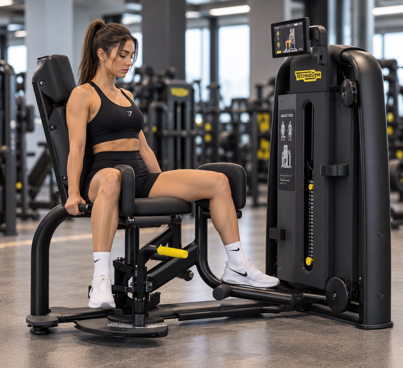 Abduccion de cadera en maquina technogym