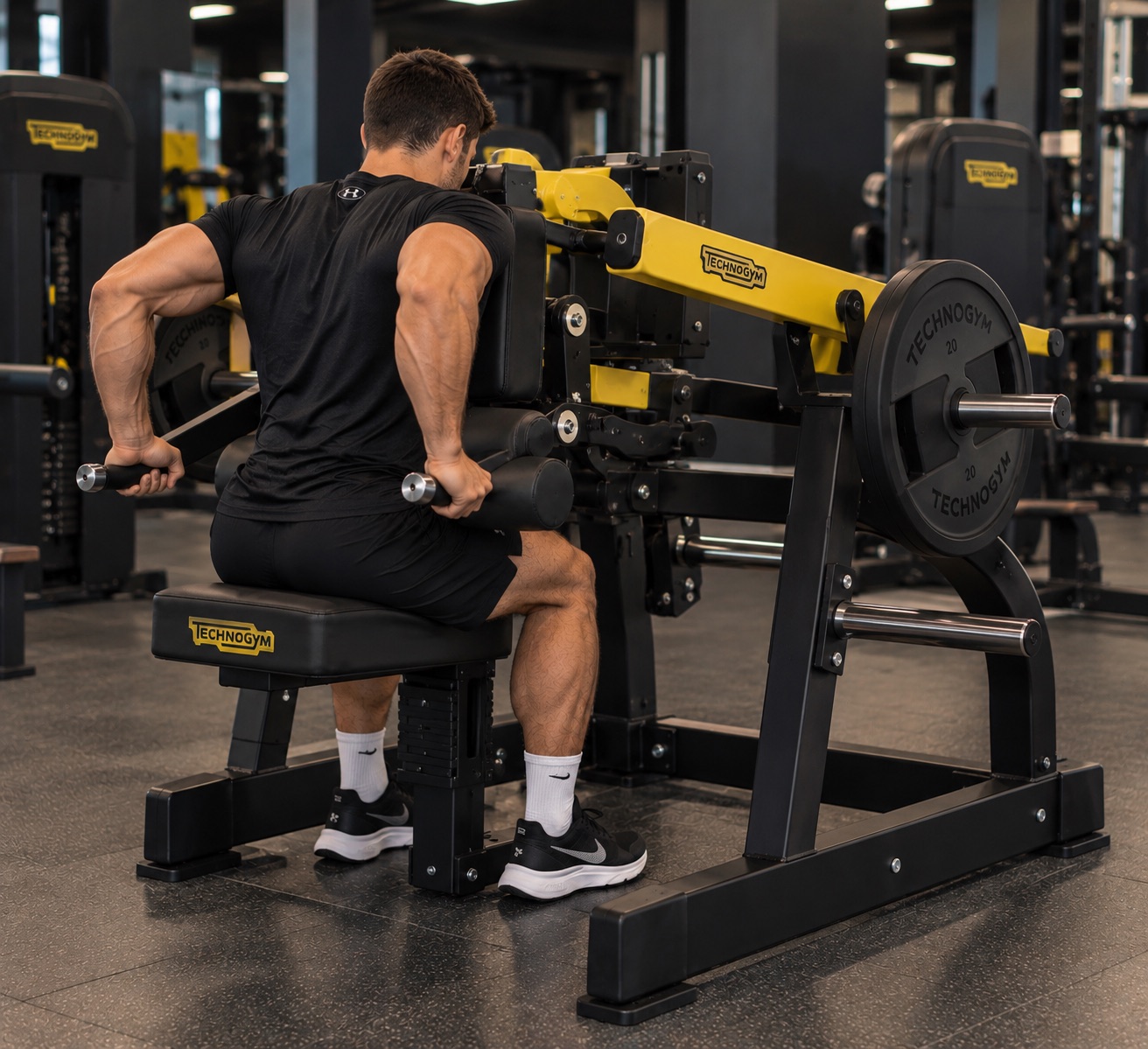 Triceps con maquina de discos technogym