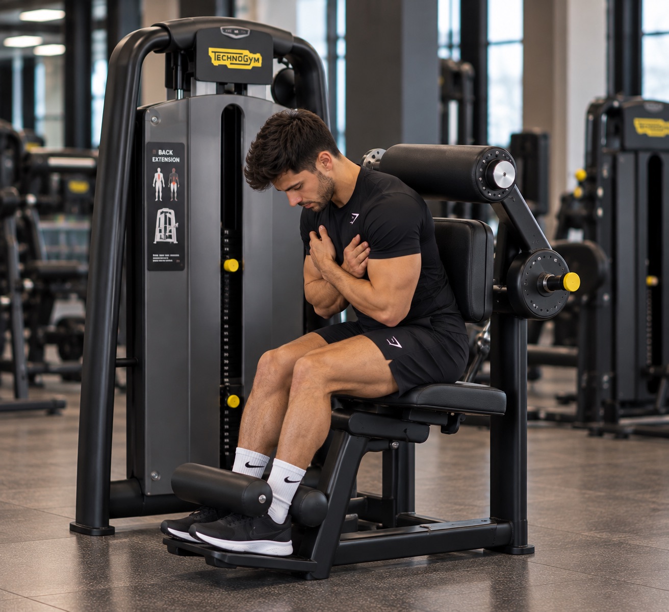 Extension de espalda en maquina technogym