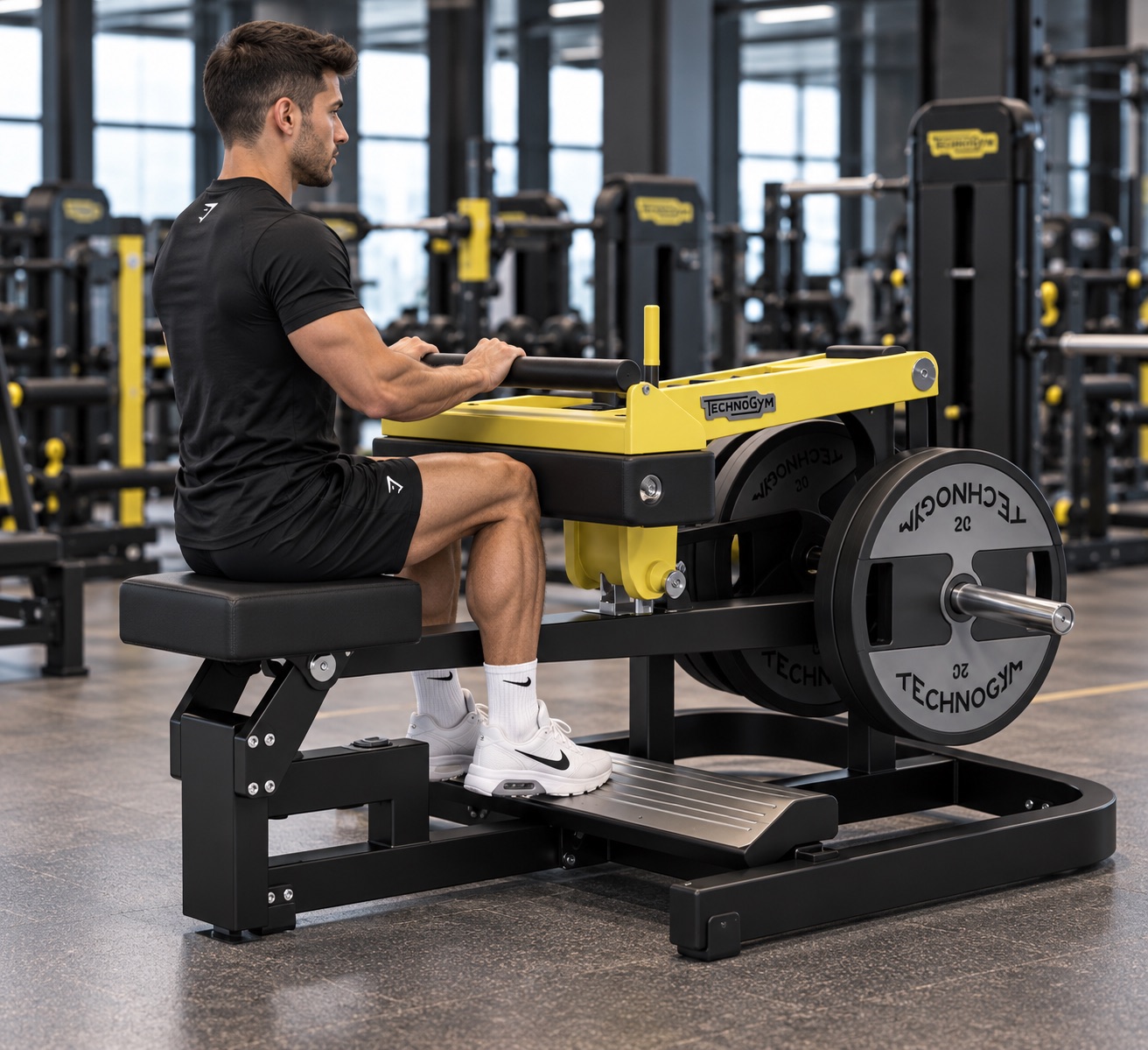 Gemelos en maquina technogym